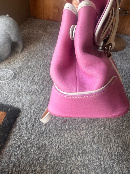 Coach Y2K pink hamptons Leather satchel Bag with White Trim - Picture 7 of 8